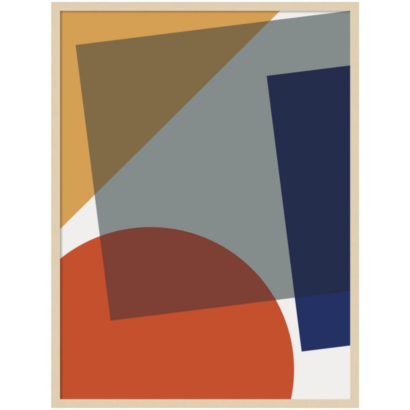 Layered Retro Modern Shapes In Bright Colors by The Creative Bunch Studio Wood Framed Wall Art Print