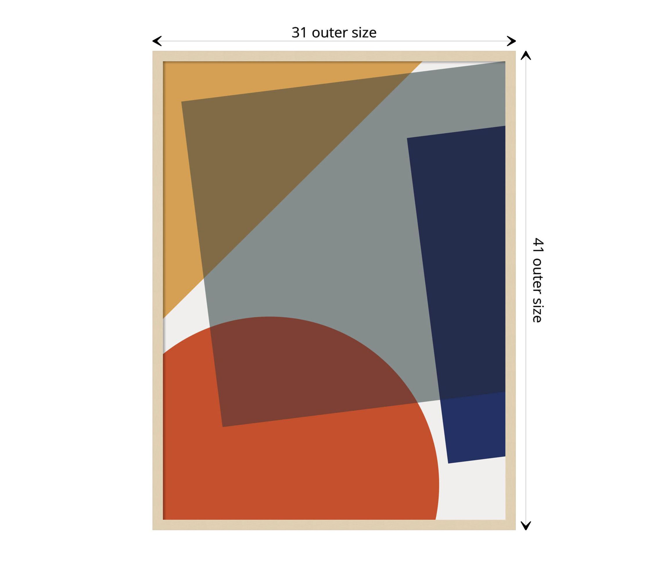 Layered Retro Modern Shapes In Bright Colors by The Creative Bunch Studio Wood Framed Wall Art Print