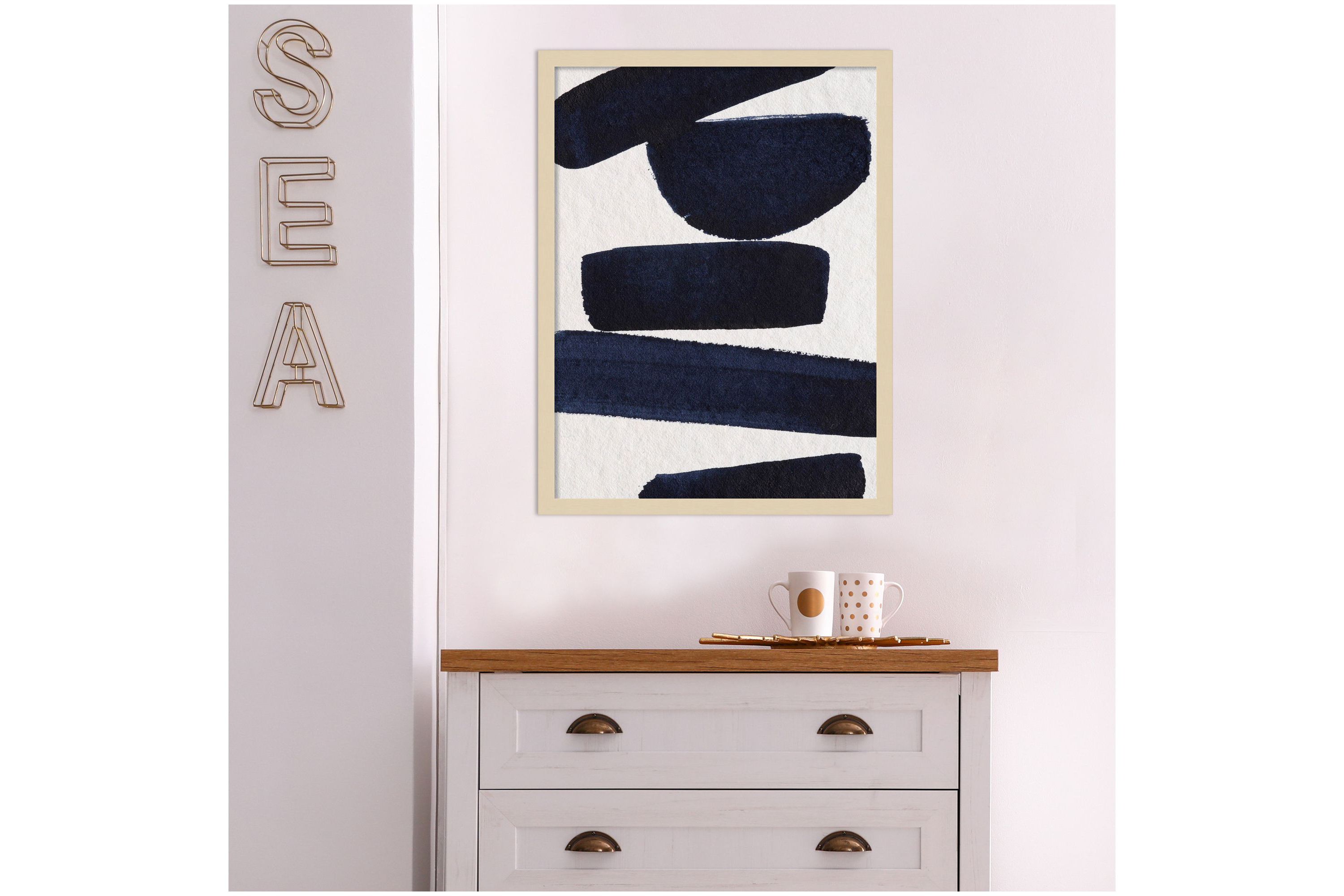 Japandi 5 No Border by Simon West Wood Framed Wall Art Print