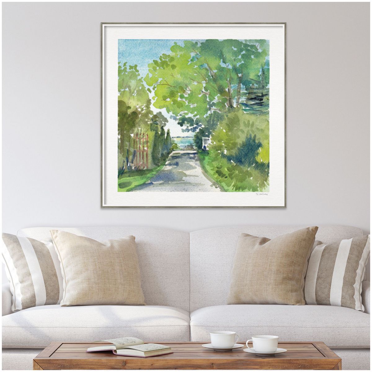 The Lane And Sea by Patricia Shaw Wood Framed Wall Art Print