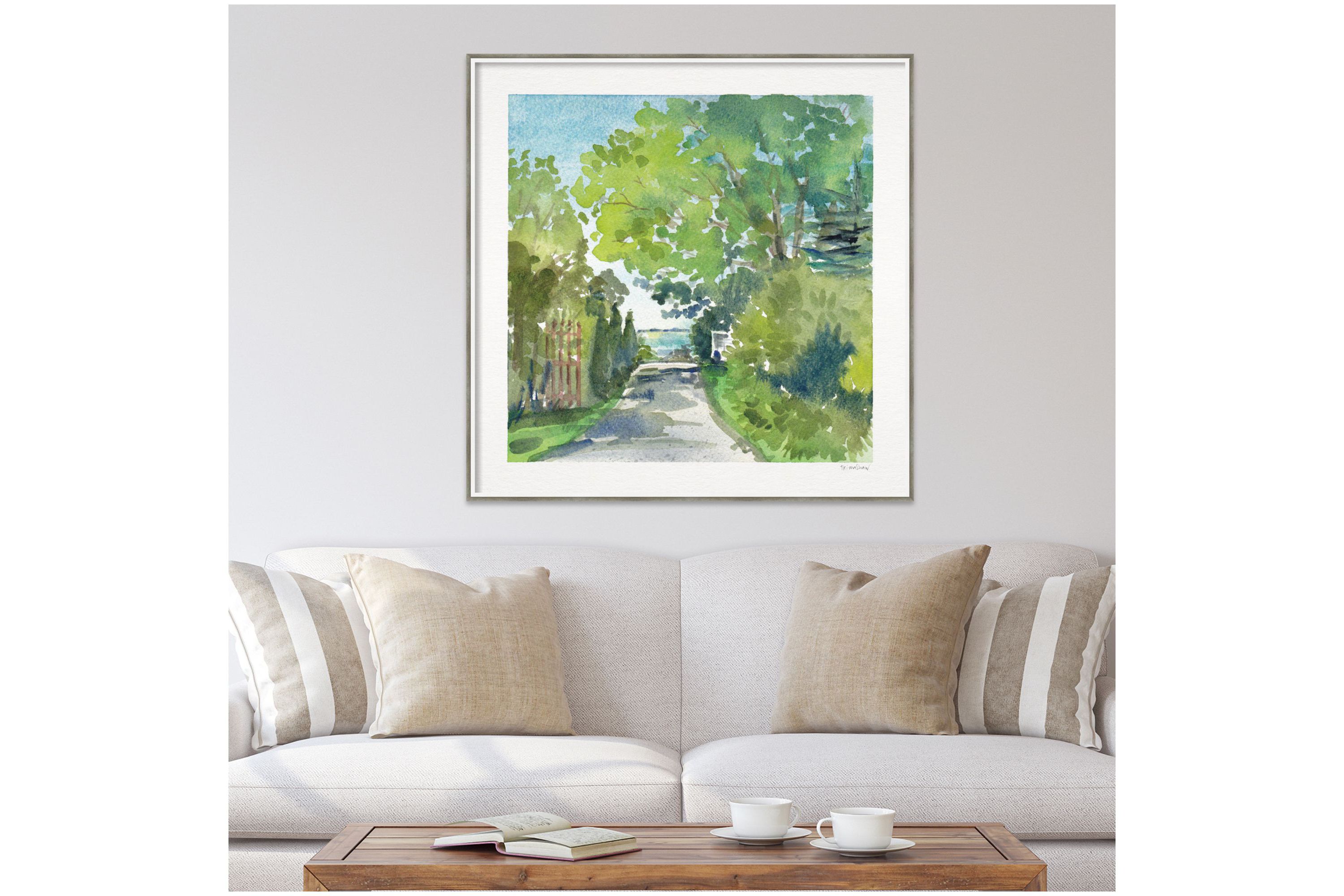 The Lane And Sea by Patricia Shaw Wood Framed Wall Art Print