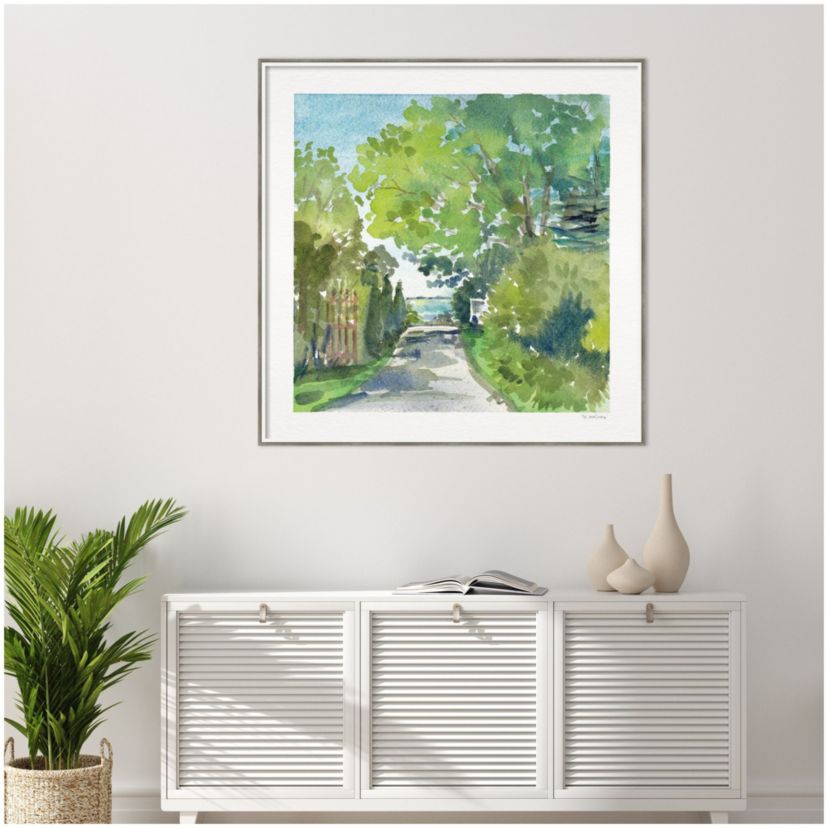 The Lane And Sea by Patricia Shaw Wood Framed Wall Art Print