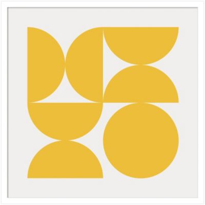 Amanti Art Bold Bold Vintage Geometric Sunshine Yellow by The Creative Bunch Studio Wood Framed Wall Art Print, White, Medium