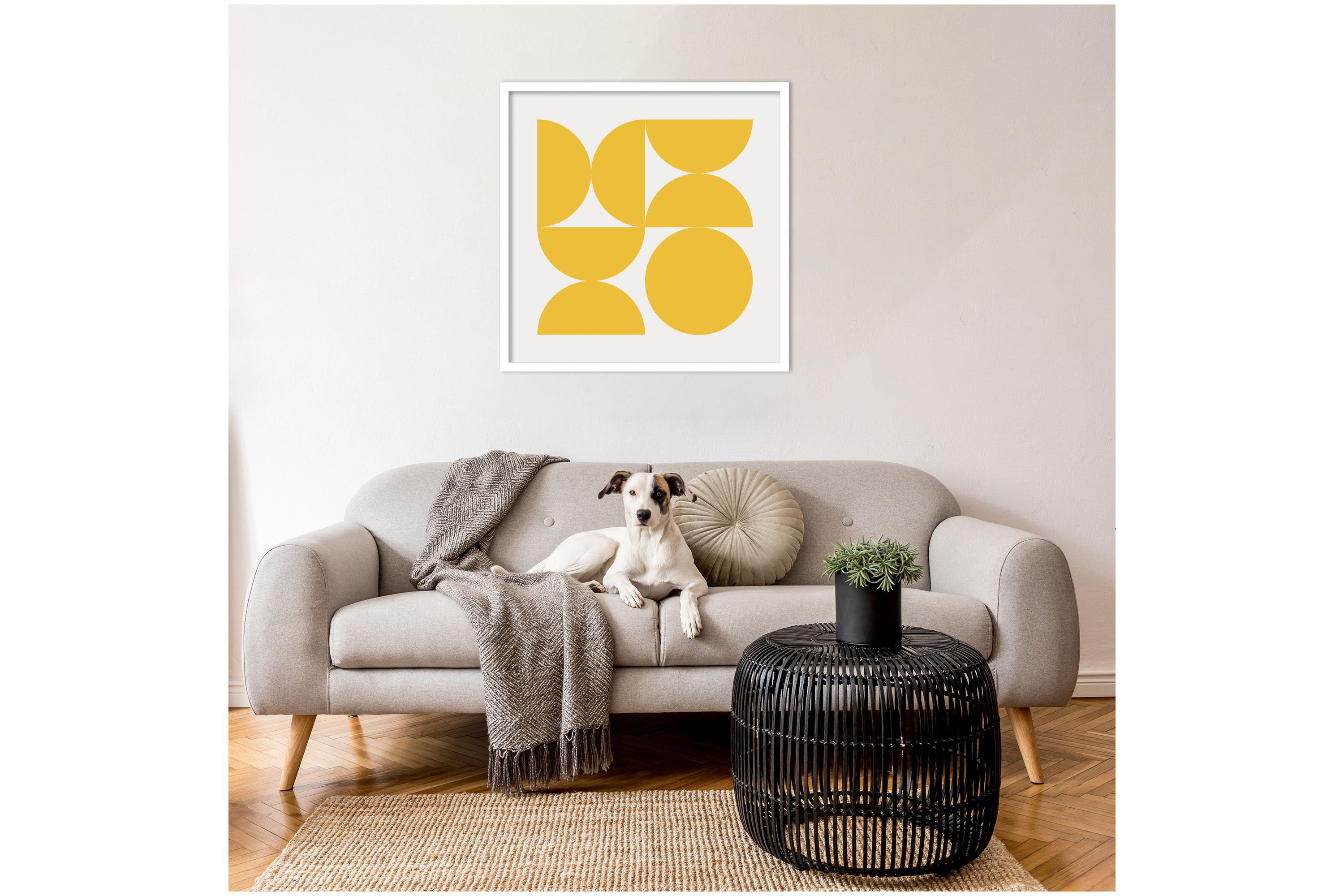 Bold Bold Vintage Geometric Sunshine Yellow by The Creative Bunch Studio Wood Framed Wall Art Print