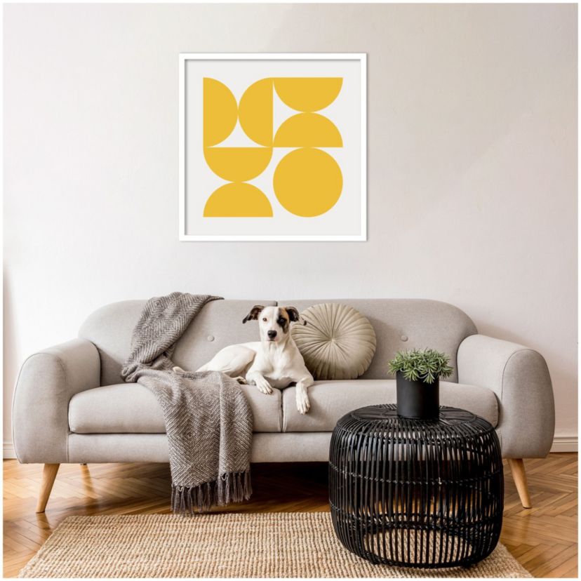 Bold Bold Vintage Geometric Sunshine Yellow by The Creative Bunch Studio Wood Framed Wall Art Print