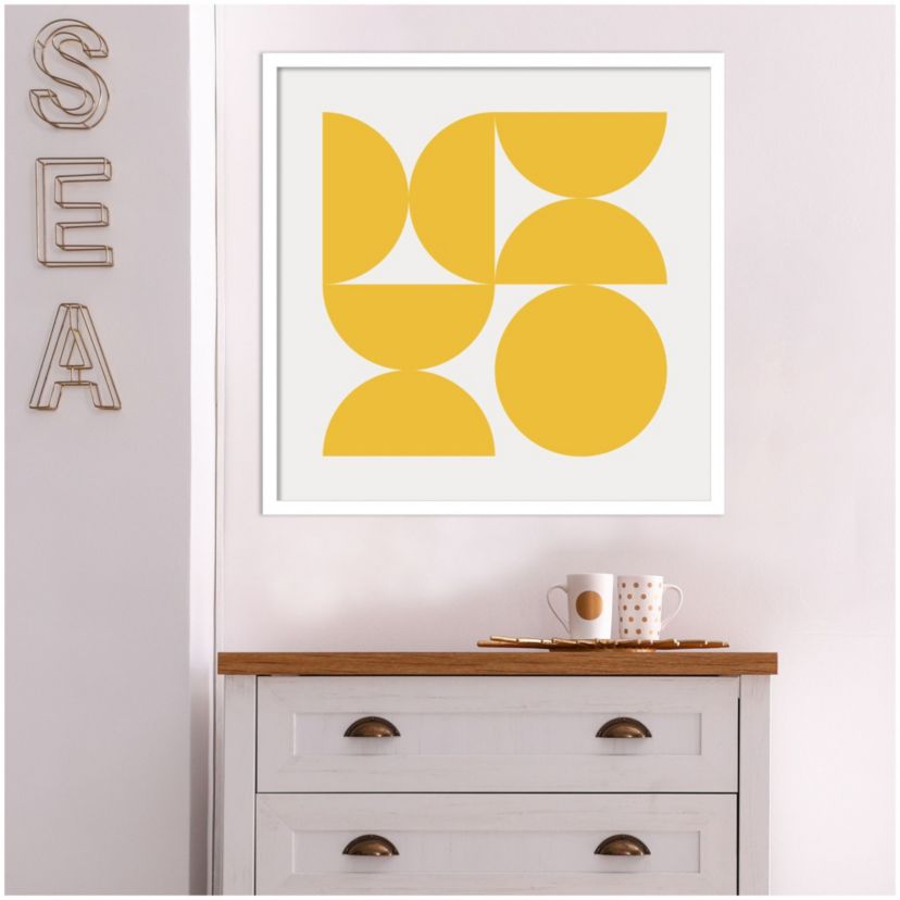 Bold Bold Vintage Geometric Sunshine Yellow by The Creative Bunch Studio Wood Framed Wall Art Print