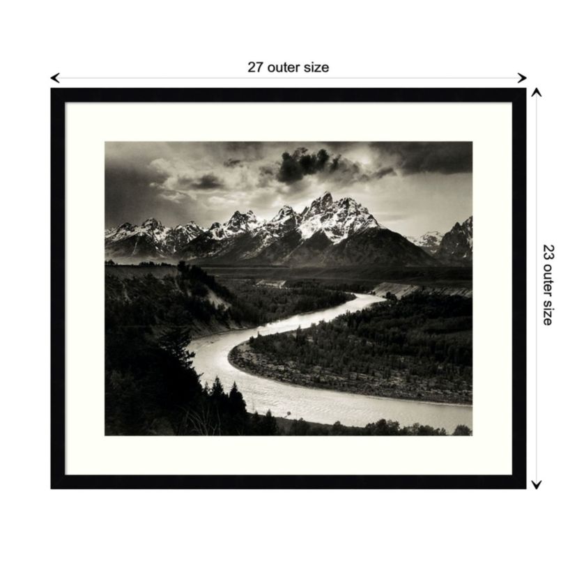 The Tetons and the Snake River Grand Teton National Park Wyoming 1942 by Ansel Adams Wood Framed Wall Art Print