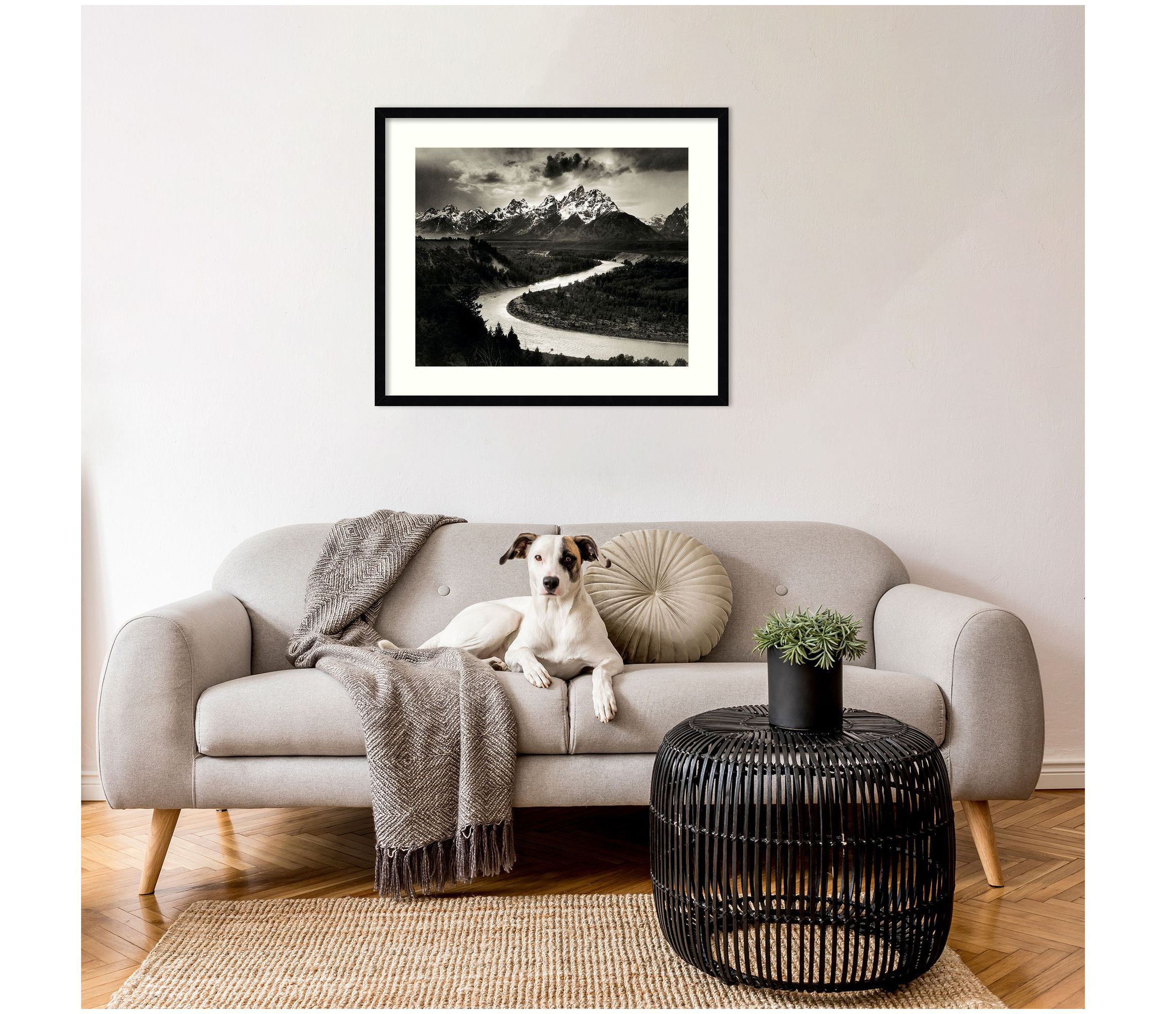 The Tetons and the Snake River Grand Teton National Park Wyoming 1942 by Ansel Adams Wood Framed Wall Art Print