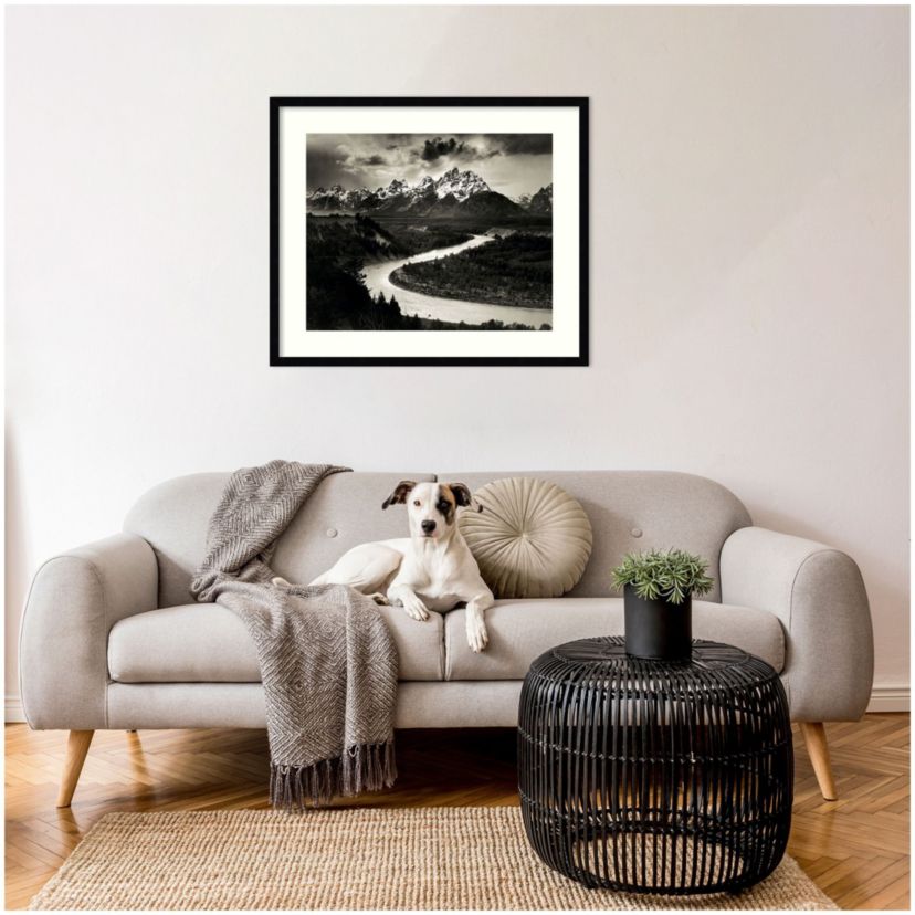 The Tetons and the Snake River Grand Teton National Park Wyoming 1942 by Ansel Adams Wood Framed Wall Art Print