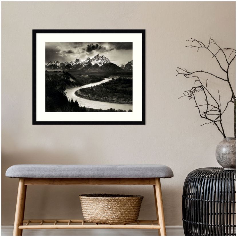 The Tetons and the Snake River Grand Teton National Park Wyoming 1942 by Ansel Adams Wood Framed Wall Art Print