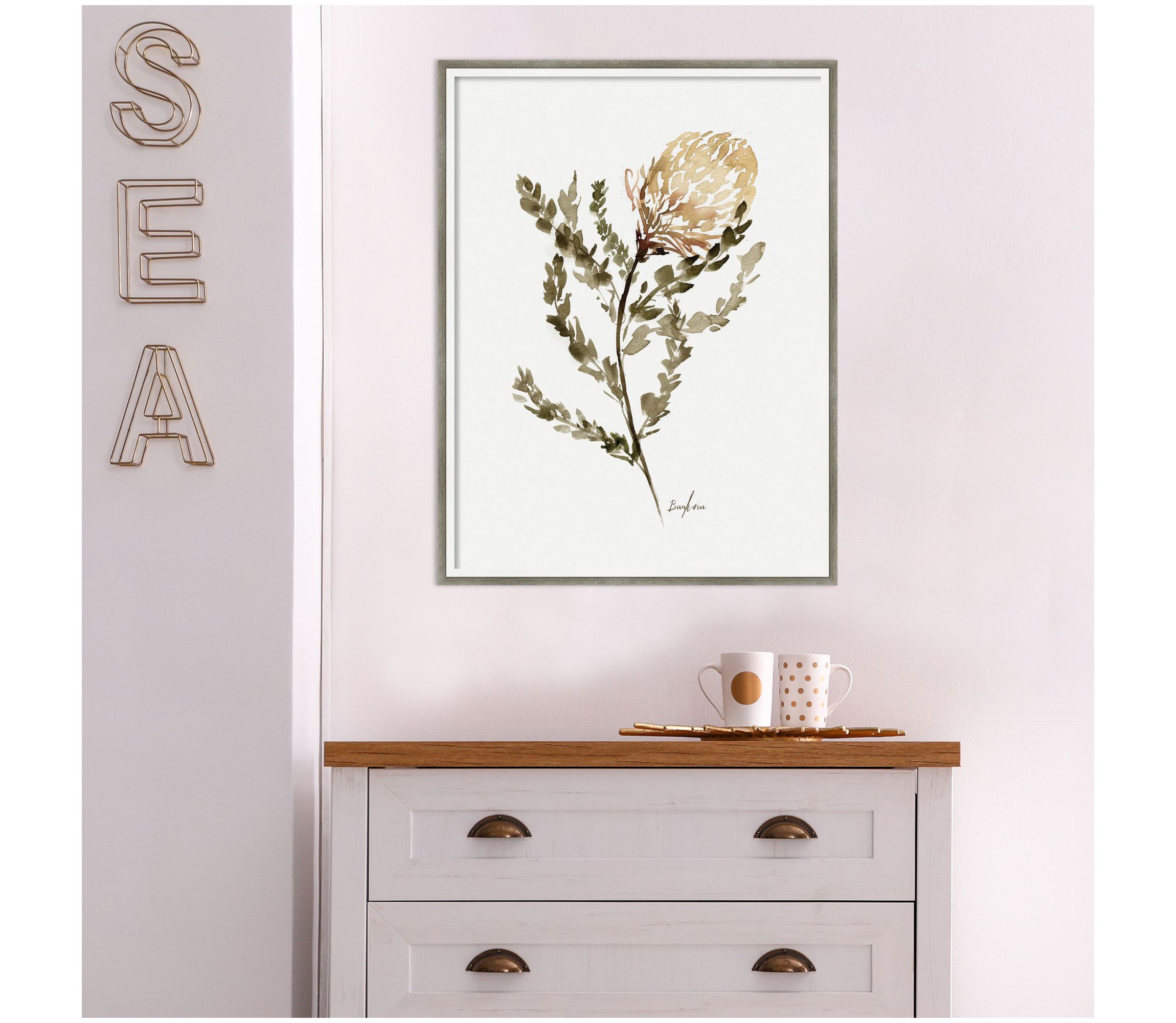 Wild Banksia by Sara Berrenson Wood Framed Wall Art Print