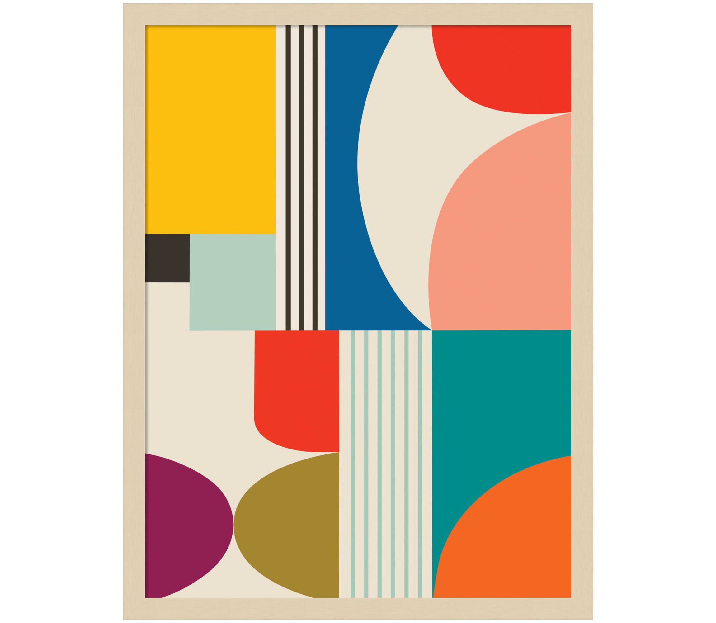Mid Century Modern Pattern by Rachel Lee Wood Framed Wall Art Print
