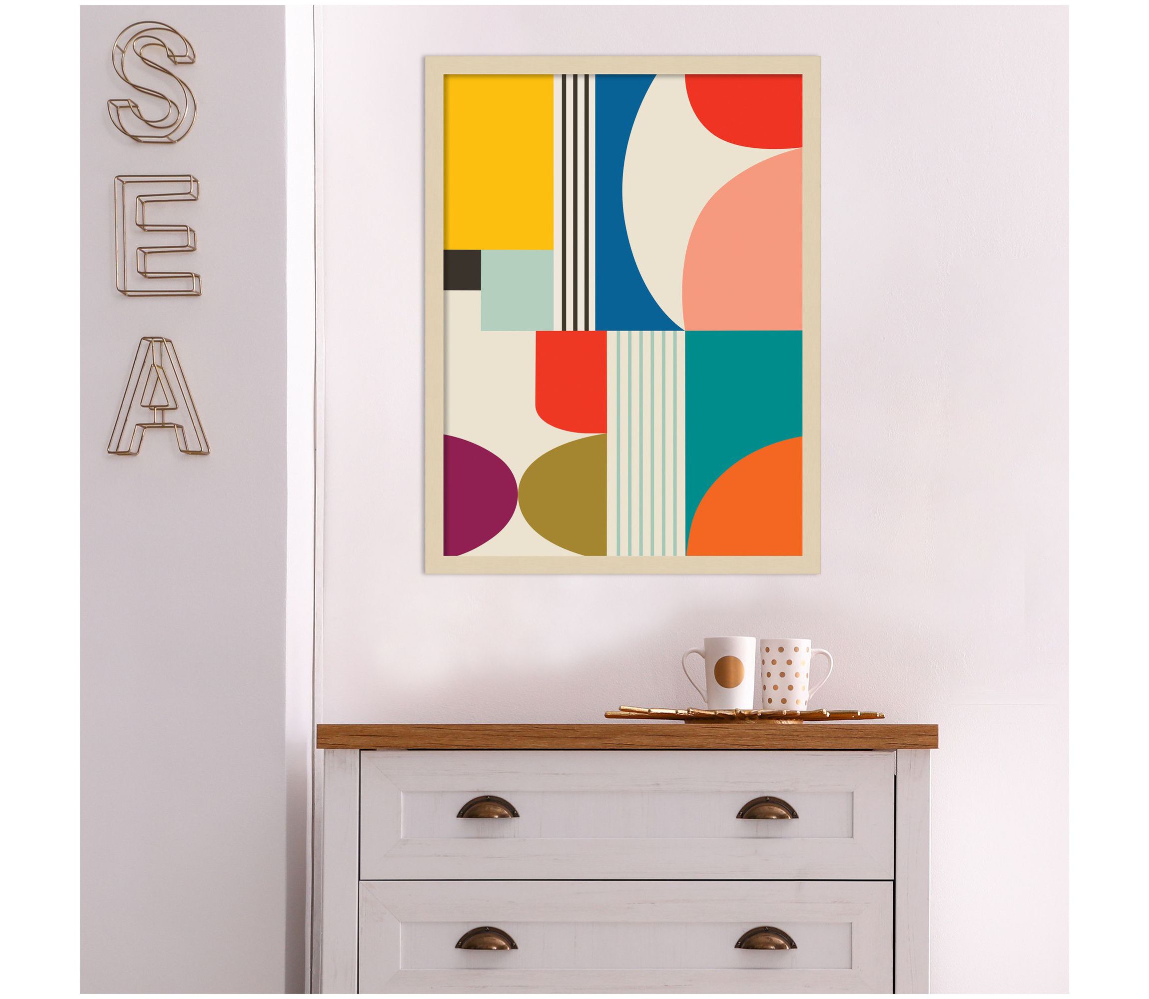 Mid Century Modern Pattern by Rachel Lee Wood Framed Wall Art Print