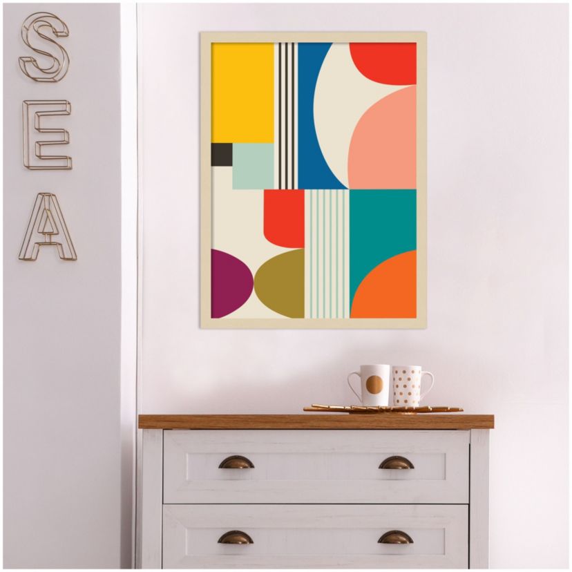 Mid Century Modern Pattern by Rachel Lee Wood Framed Wall Art Print
