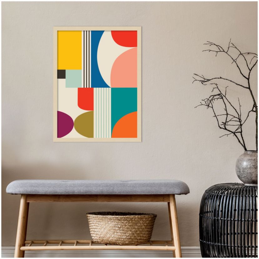 Mid Century Modern Pattern by Rachel Lee Wood Framed Wall Art Print