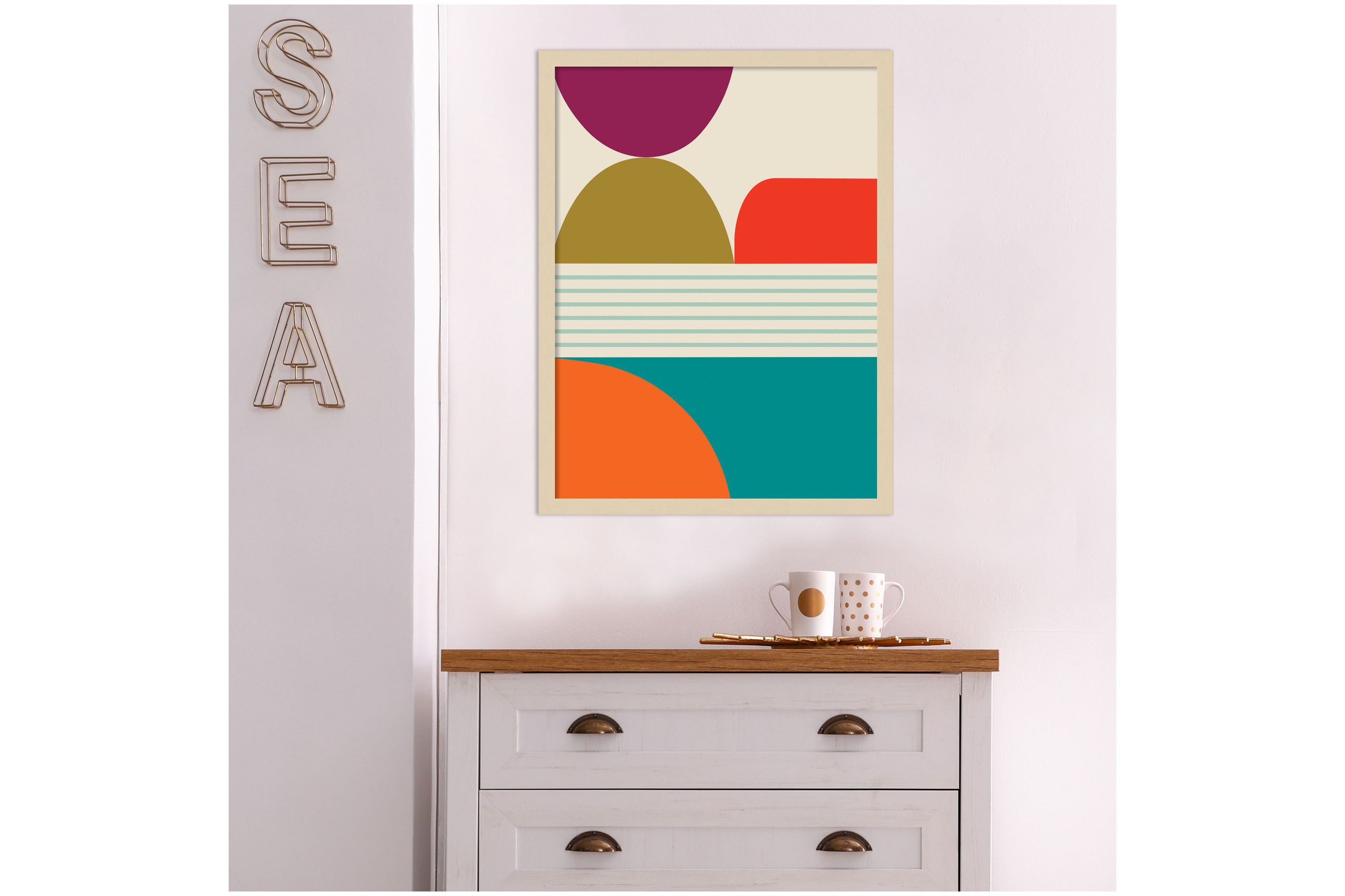 Mid Century Modern Pattern 1 by Rachel Lee Wood Framed Wall Art Print