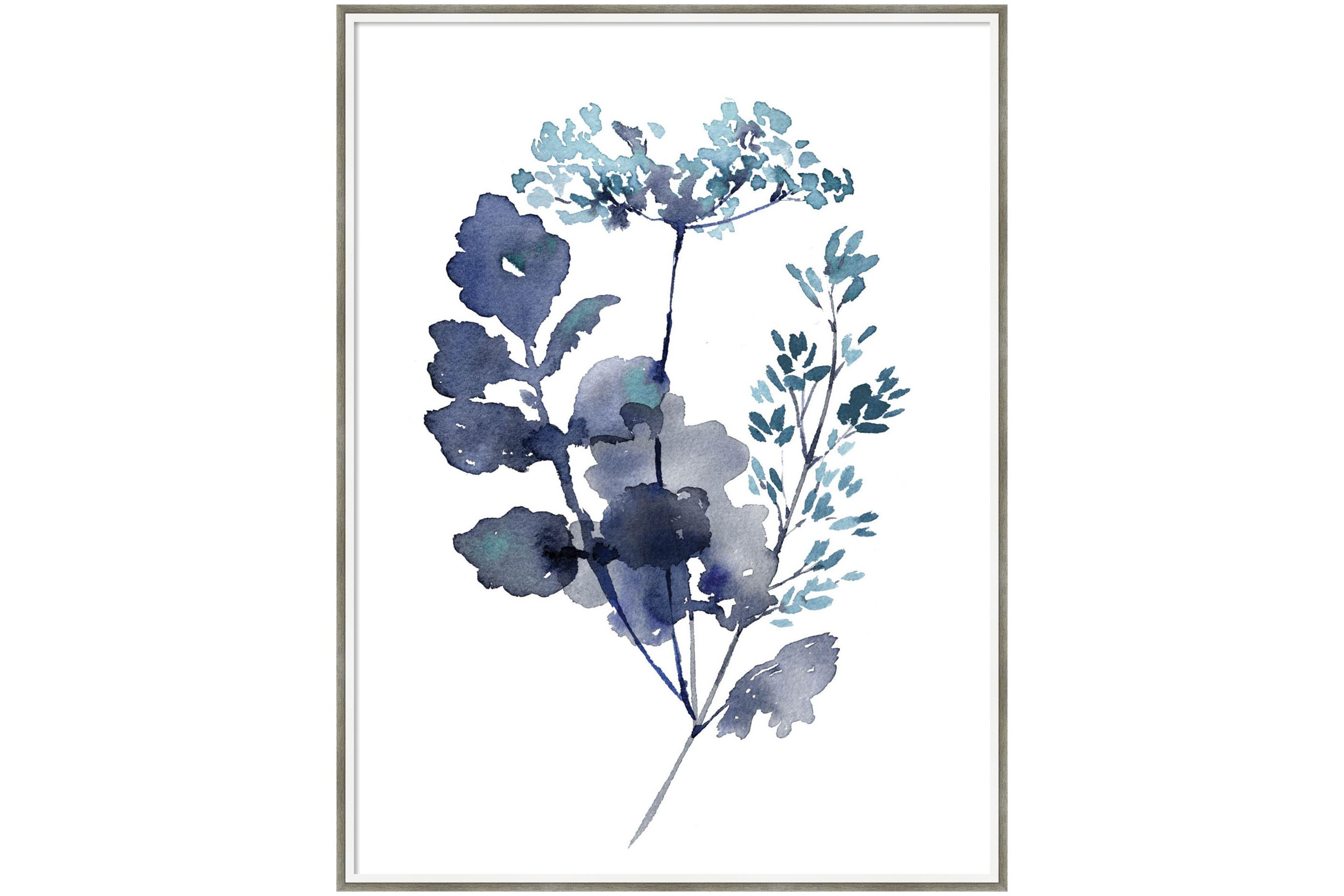 Botanical Lace Leaf Indigo by Sara Berrenson Wood Framed Wall Art Print