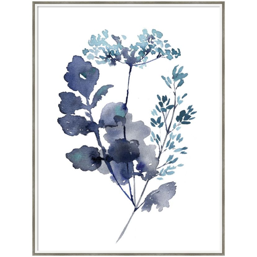 Botanical Lace Leaf Indigo by Sara Berrenson Wood Framed Wall Art Print