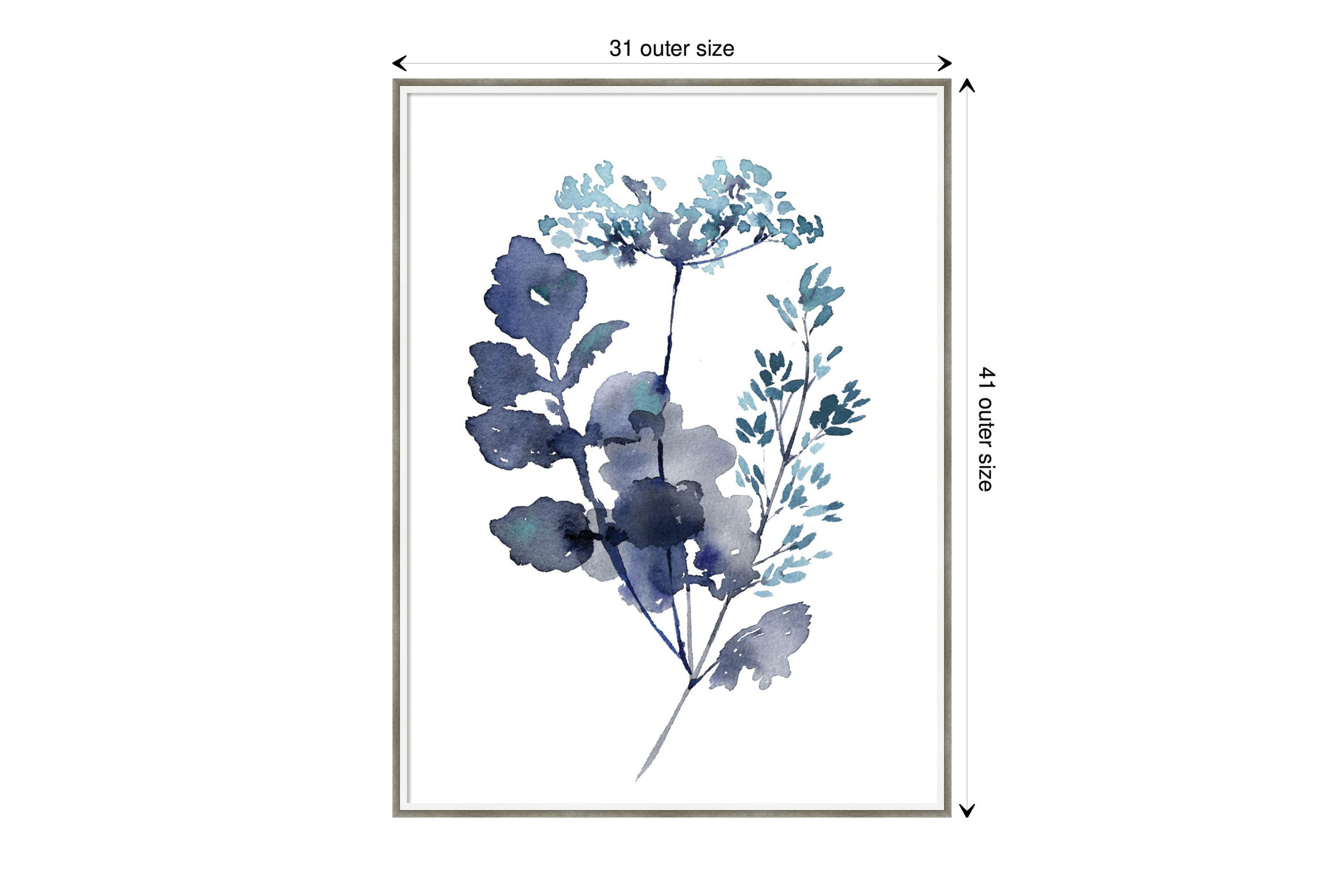 Botanical Lace Leaf Indigo by Sara Berrenson Wood Framed Wall Art Print