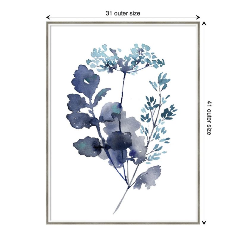 Botanical Lace Leaf Indigo by Sara Berrenson Wood Framed Wall Art Print