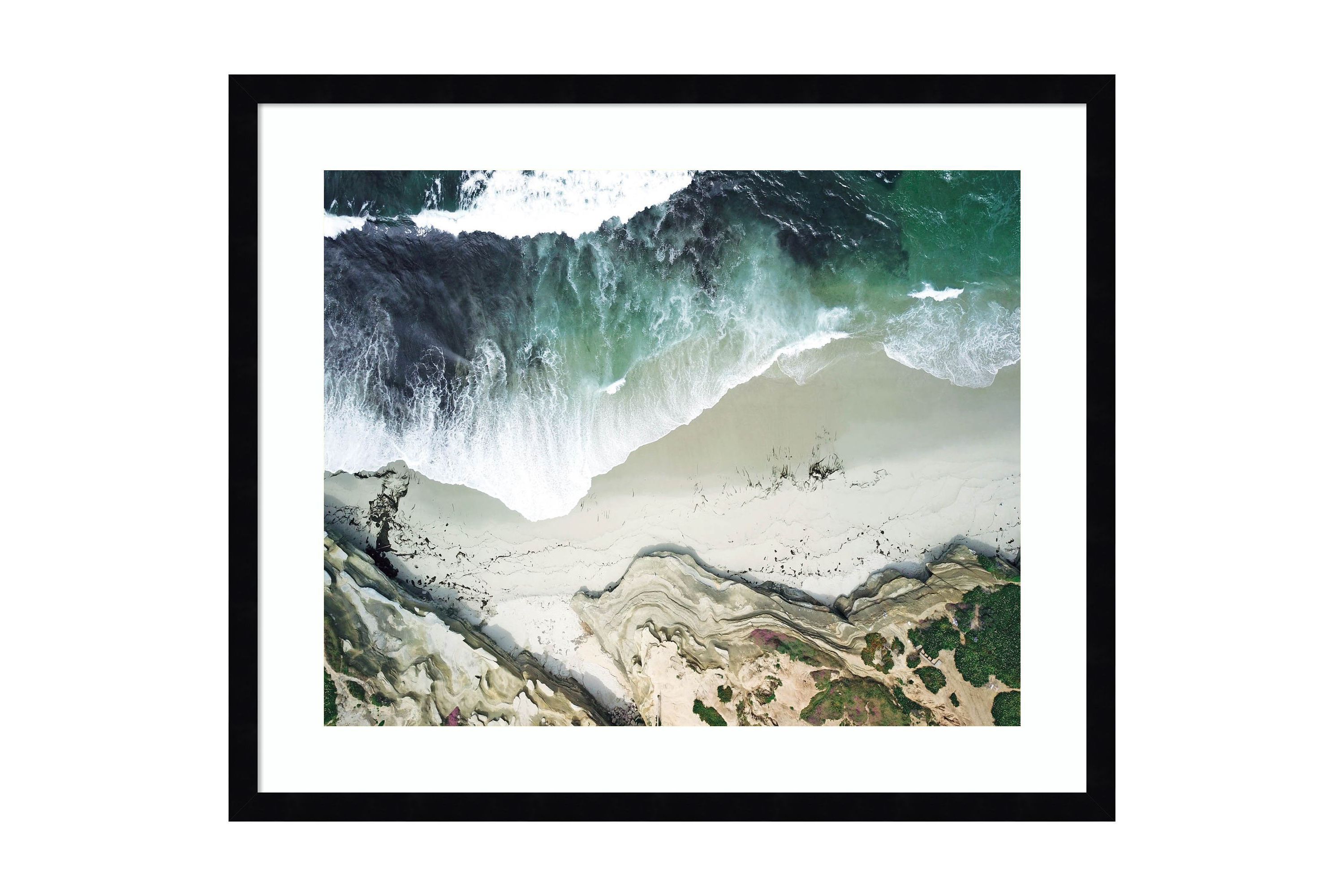 La Jolla Curves by Rachel Dowd Wood Framed Wall Art Print