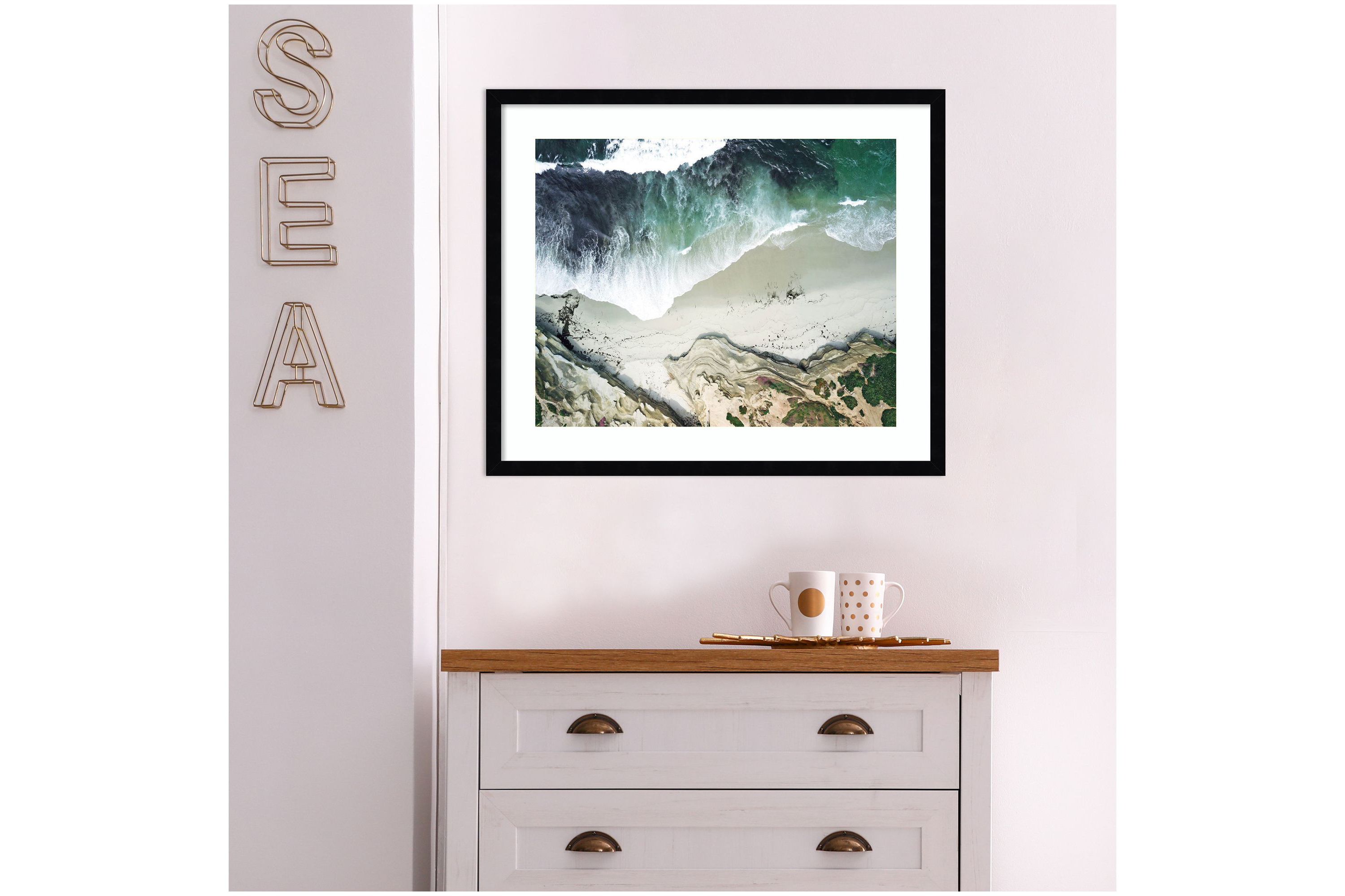 La Jolla Curves by Rachel Dowd Wood Framed Wall Art Print
