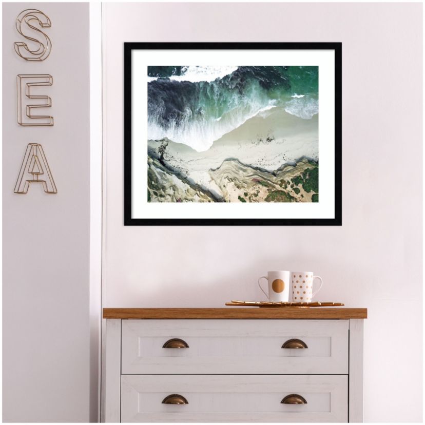 La Jolla Curves by Rachel Dowd Wood Framed Wall Art Print