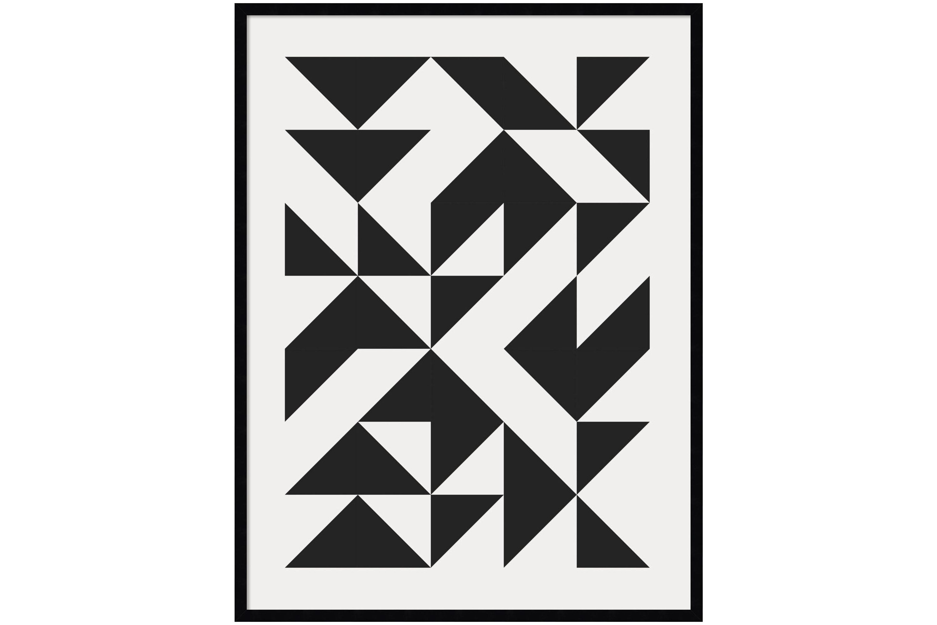 Bauhaus Barn Quilt Geometric Black by The Creative Bunch Studio Wood Framed Wall Art Print