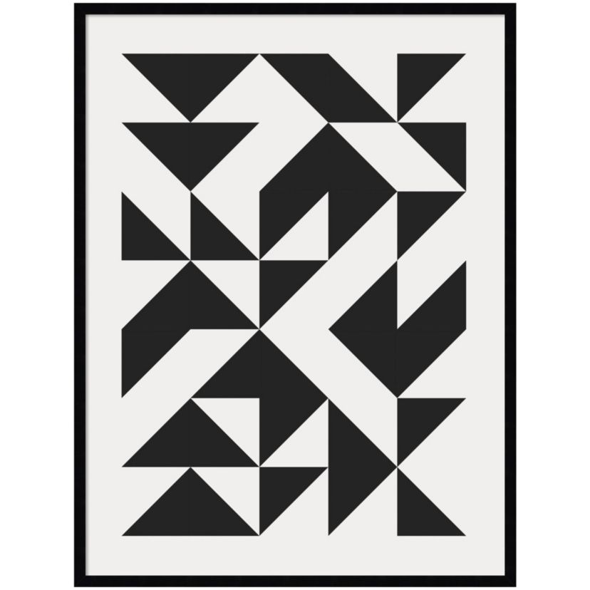 Bauhaus Barn Quilt Geometric Black by The Creative Bunch Studio Wood Framed Wall Art Print
