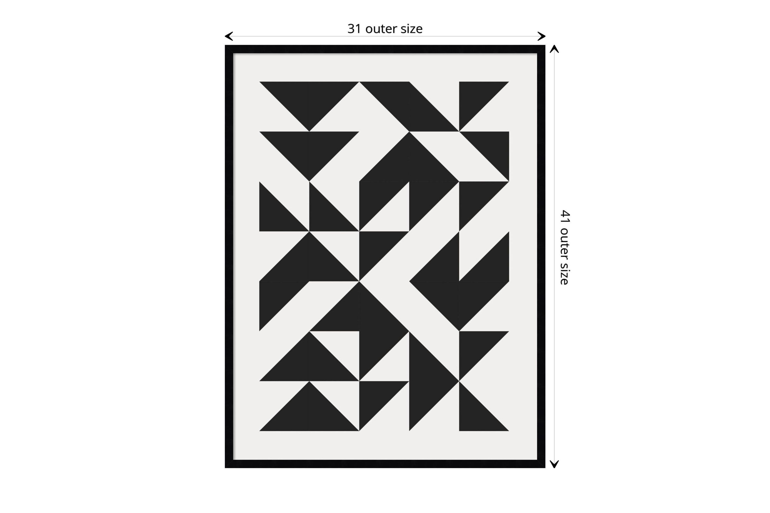 Bauhaus Barn Quilt Geometric Black by The Creative Bunch Studio Wood Framed Wall Art Print