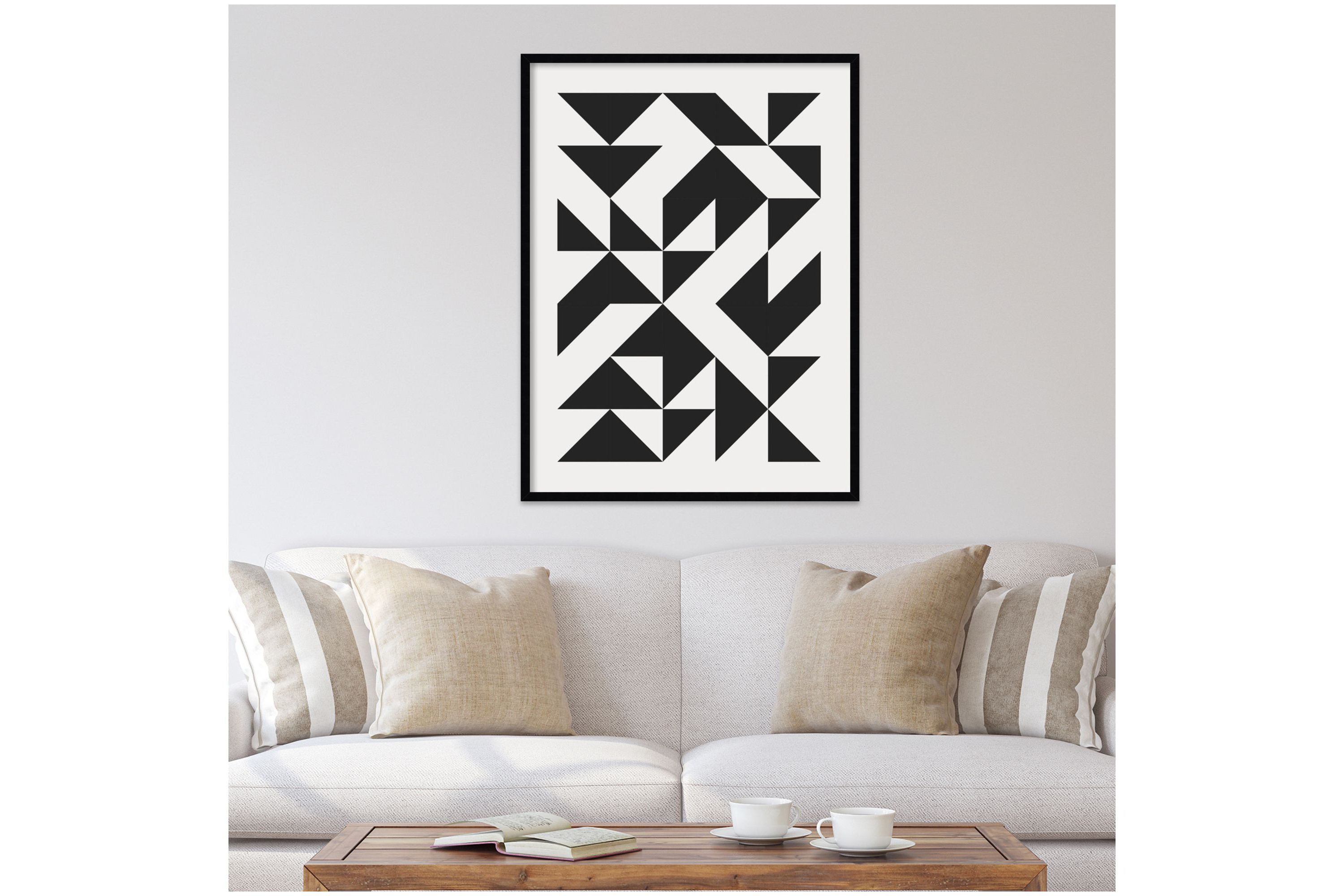 Bauhaus Barn Quilt Geometric Black by The Creative Bunch Studio Wood Framed Wall Art Print
