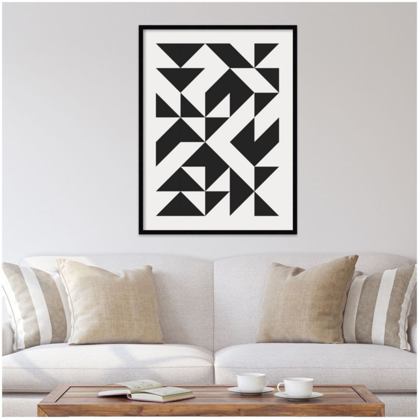 Bauhaus Barn Quilt Geometric Black by The Creative Bunch Studio Wood Framed Wall Art Print