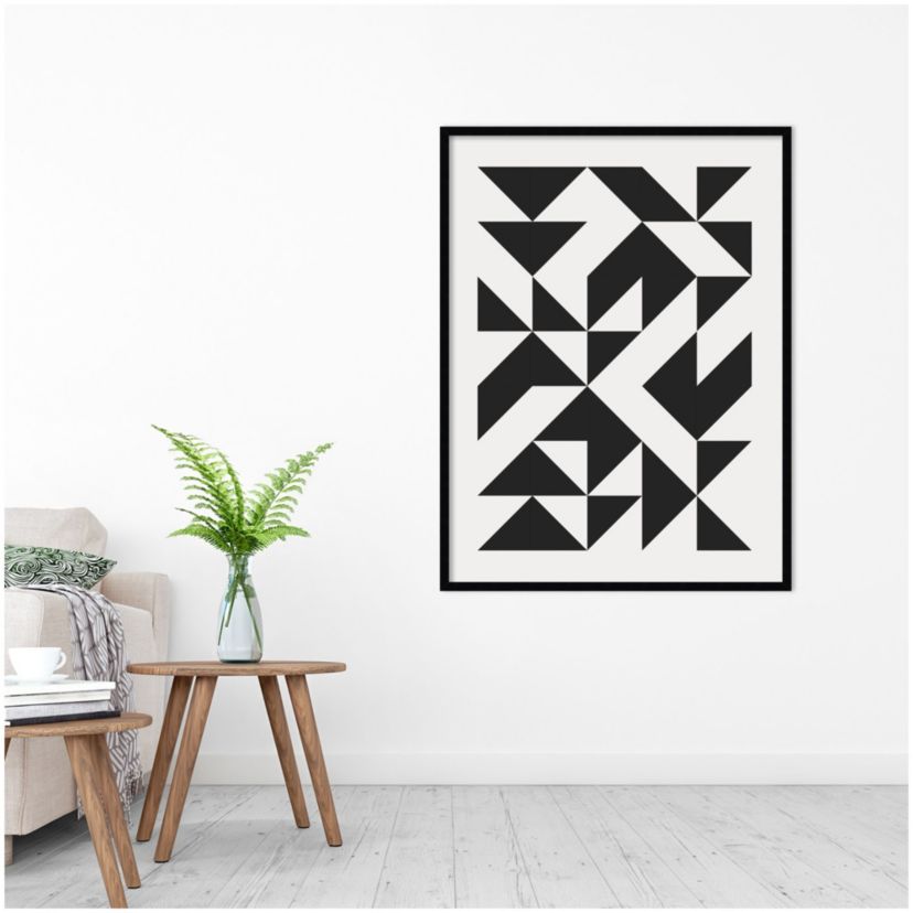 Bauhaus Barn Quilt Geometric Black by The Creative Bunch Studio Wood Framed Wall Art Print
