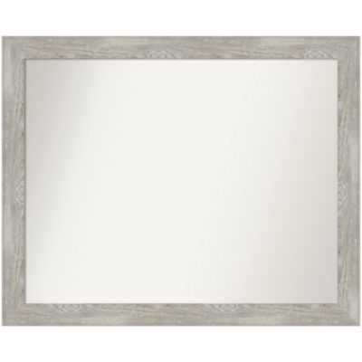 Amanti Art Dove Greywash Narrow Non-Beveled Framed Bathroom Wall Mirror, Grey, Large