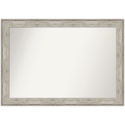 Amanti Art Crackled Metallic Non-Beveled Framed Bathroom Wall Mirror, Silver, Large