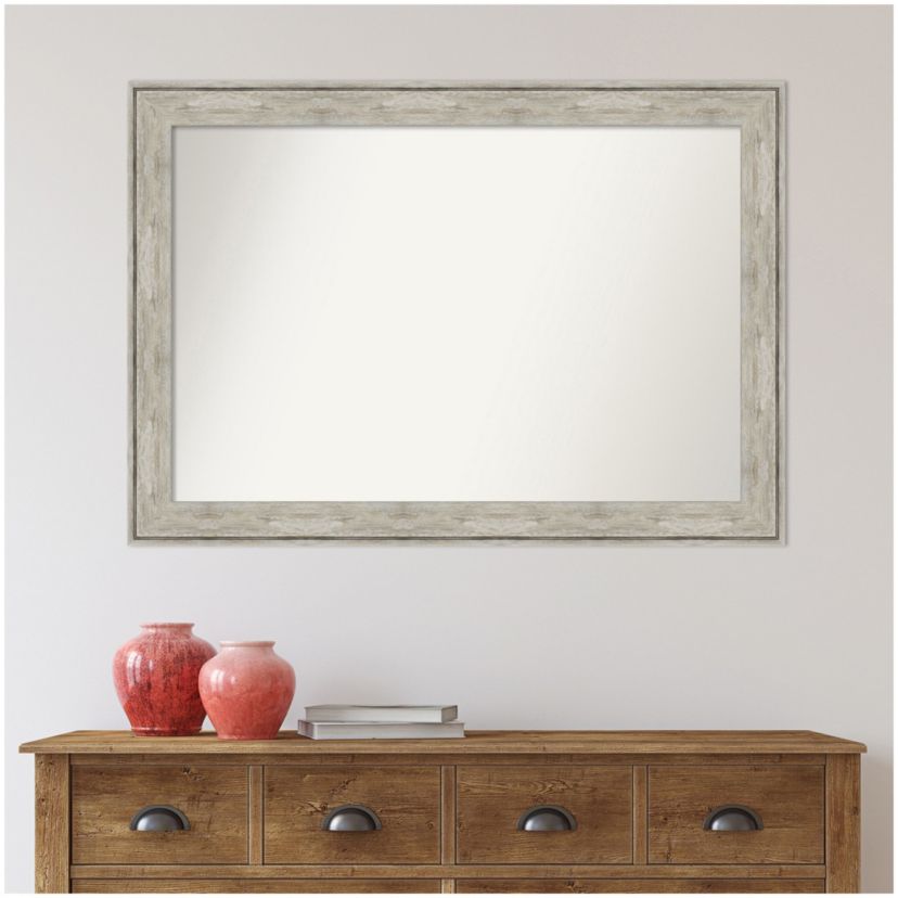 Crackled Metallic Non-Beveled Framed Bathroom Wall Mirror