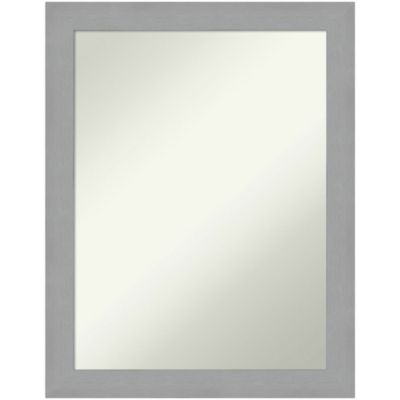 Amanti Art Brushed Nickel Non-Beveled Framed Bathroom Wall Mirror, Silver, Large