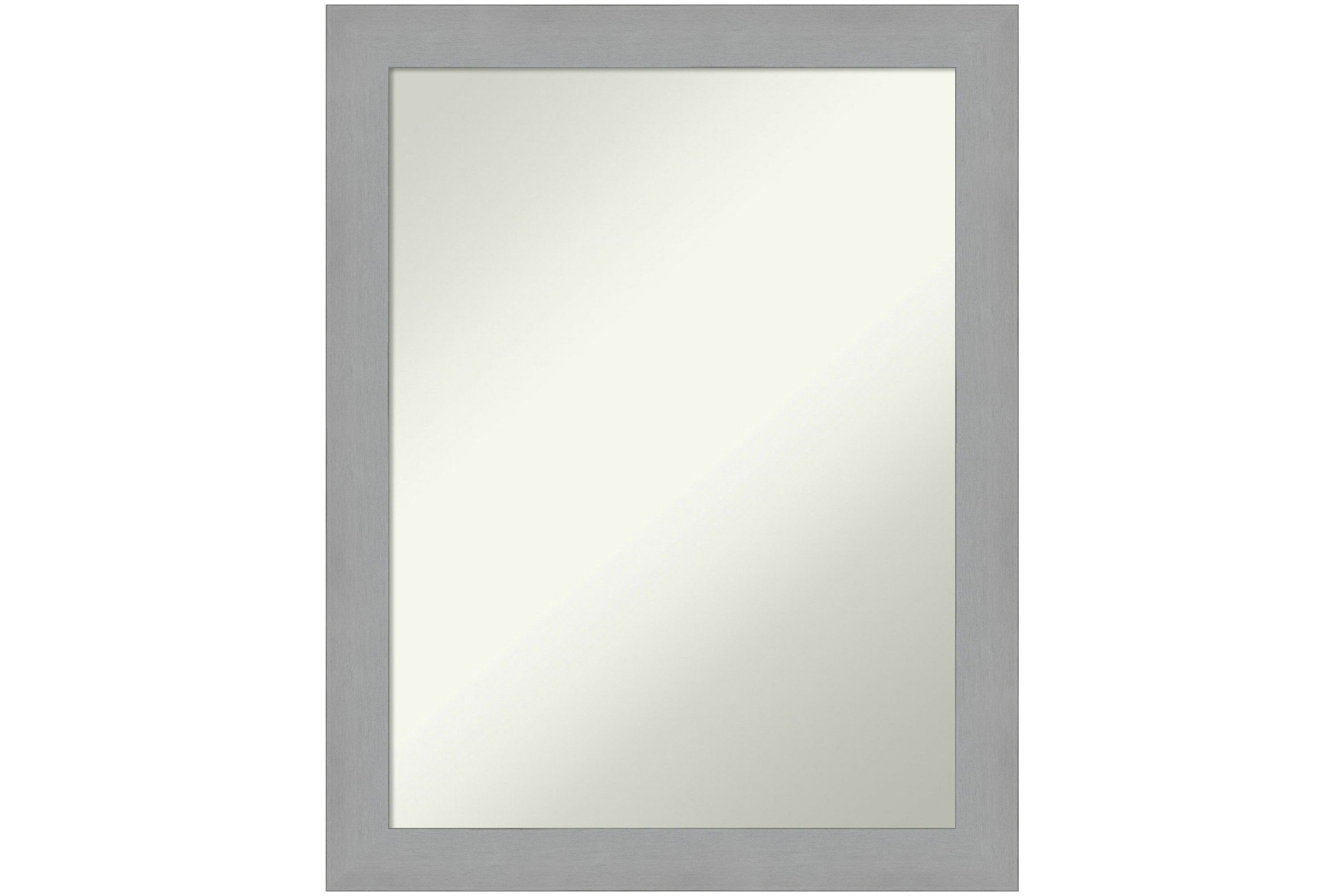 Brushed Nickel Non-Beveled Framed Bathroom Wall Mirror