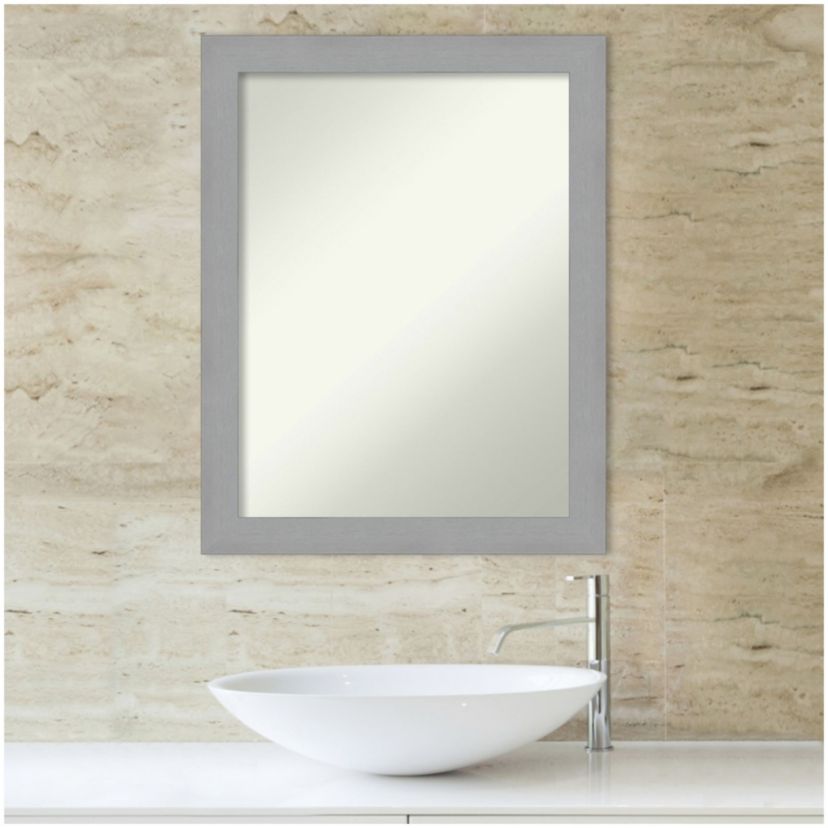 Brushed Nickel Non-Beveled Framed Bathroom Wall Mirror