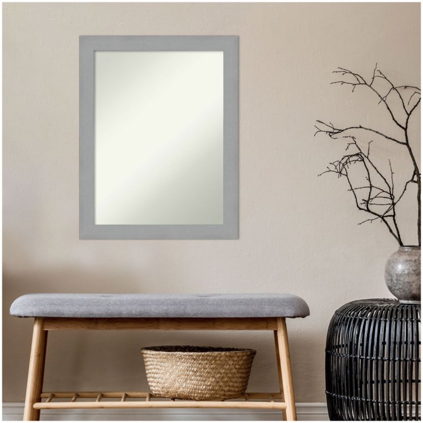 Brushed Nickel Non-Beveled Framed Bathroom Wall Mirror