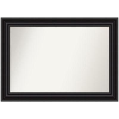 Amanti Art Colonial Black Non-Beveled Framed Bathroom Wall Mirror, Large
