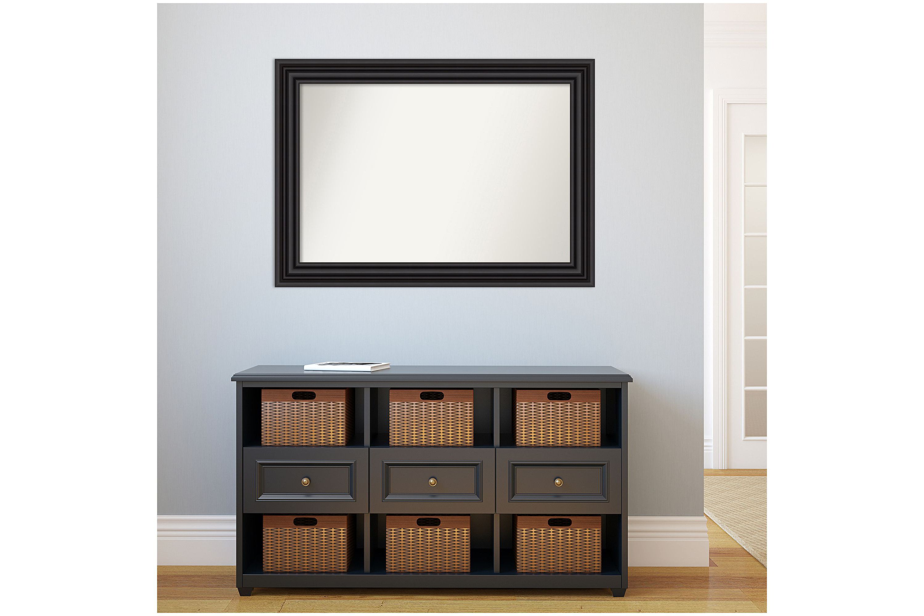 Colonial Black Non-Beveled Framed Bathroom Wall Mirror