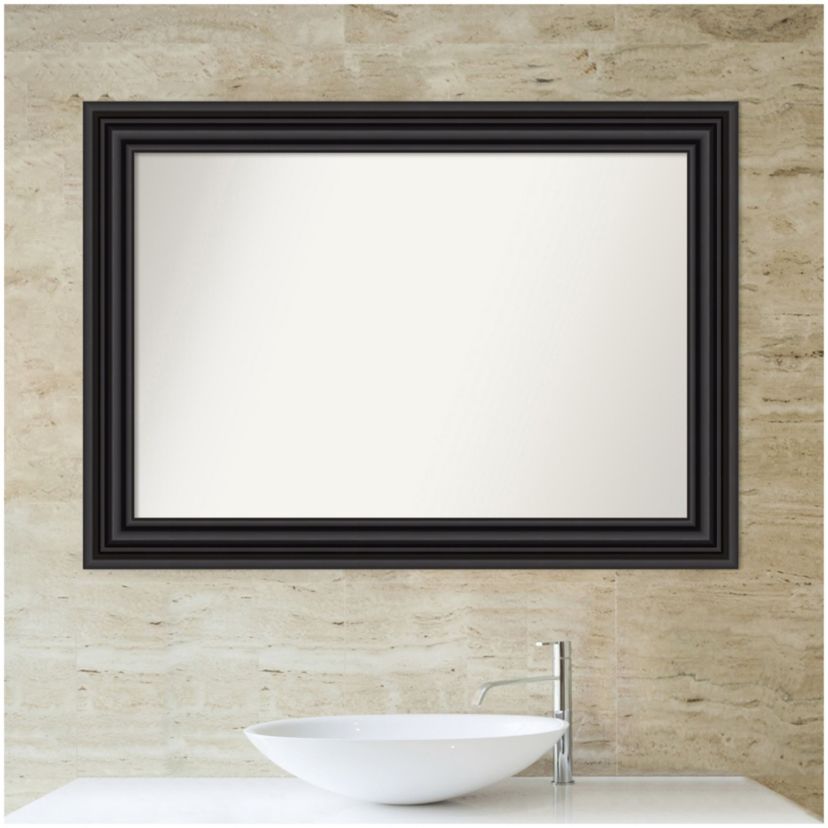 Colonial Black Non-Beveled Framed Bathroom Wall Mirror