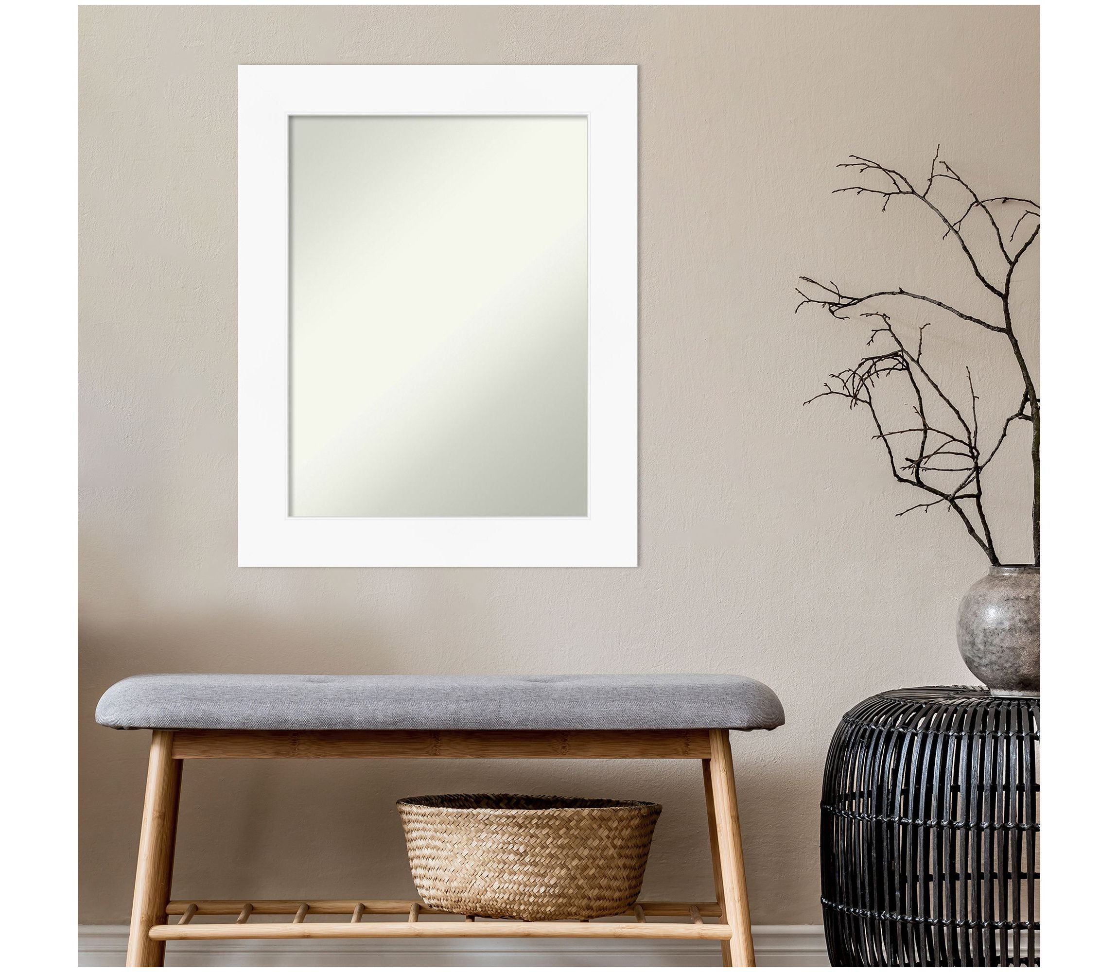 Cabinet White Non-Beveled Framed Bathroom Wall Mirror