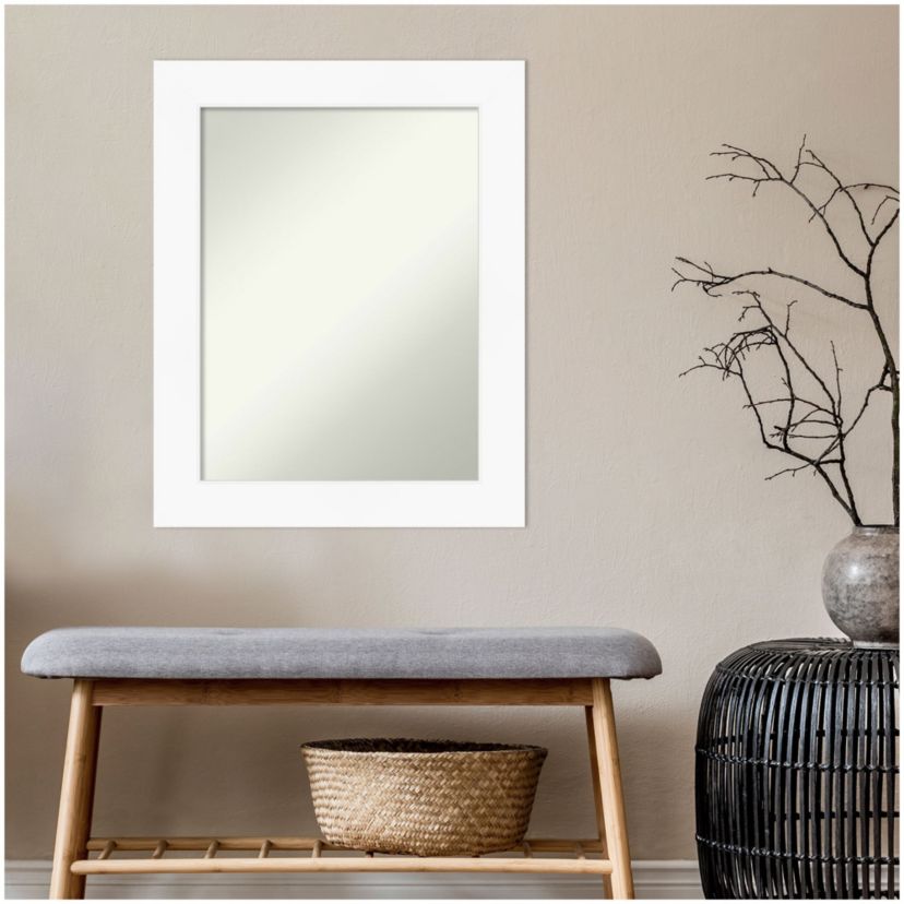 Cabinet White Non-Beveled Framed Bathroom Wall Mirror