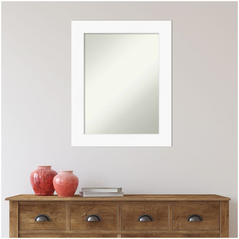Cabinet White Non-Beveled Framed Bathroom Wall Mirror