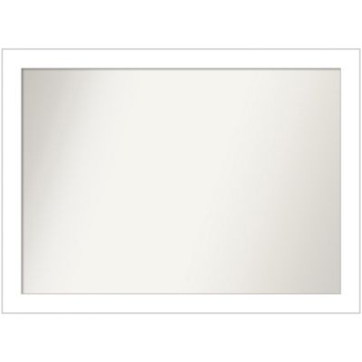 Amanti Art Wedge White Non-Beveled Framed Bathroom Wall Mirror, Large