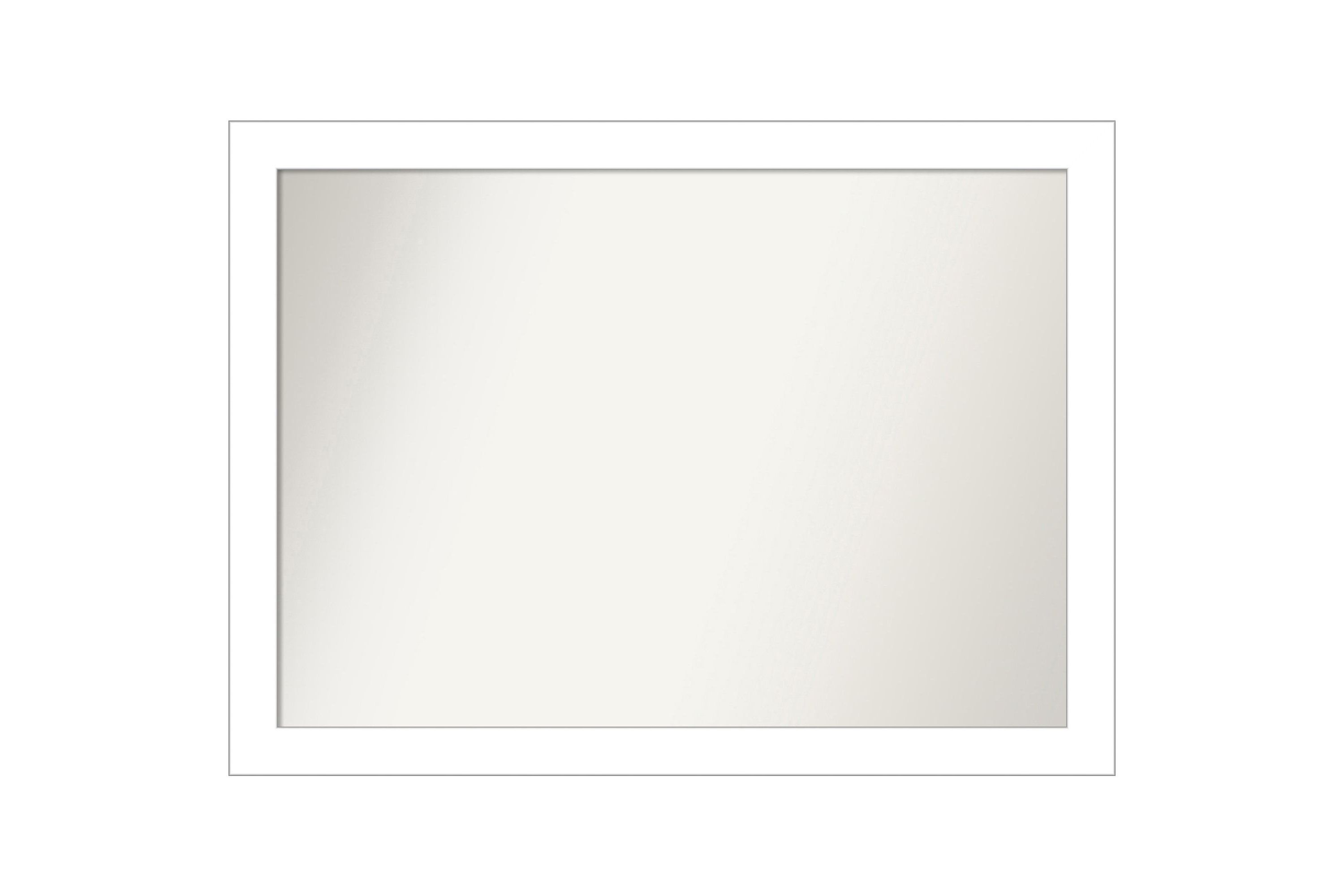 Wedge White Non-Beveled Framed Bathroom Wall Mirror
