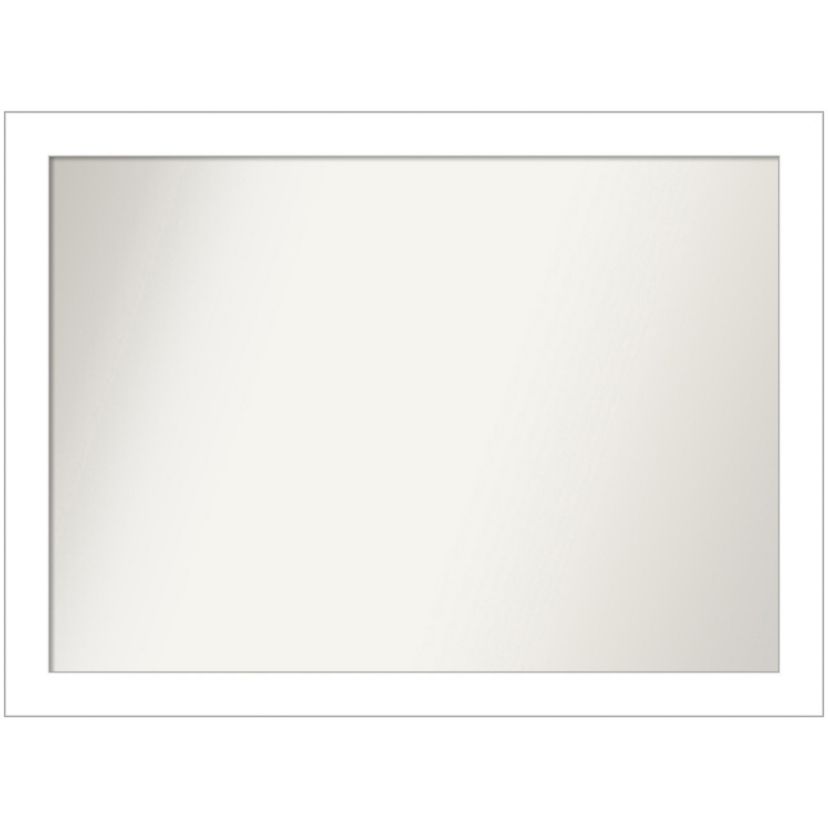 Wedge White Non-Beveled Framed Bathroom Wall Mirror
