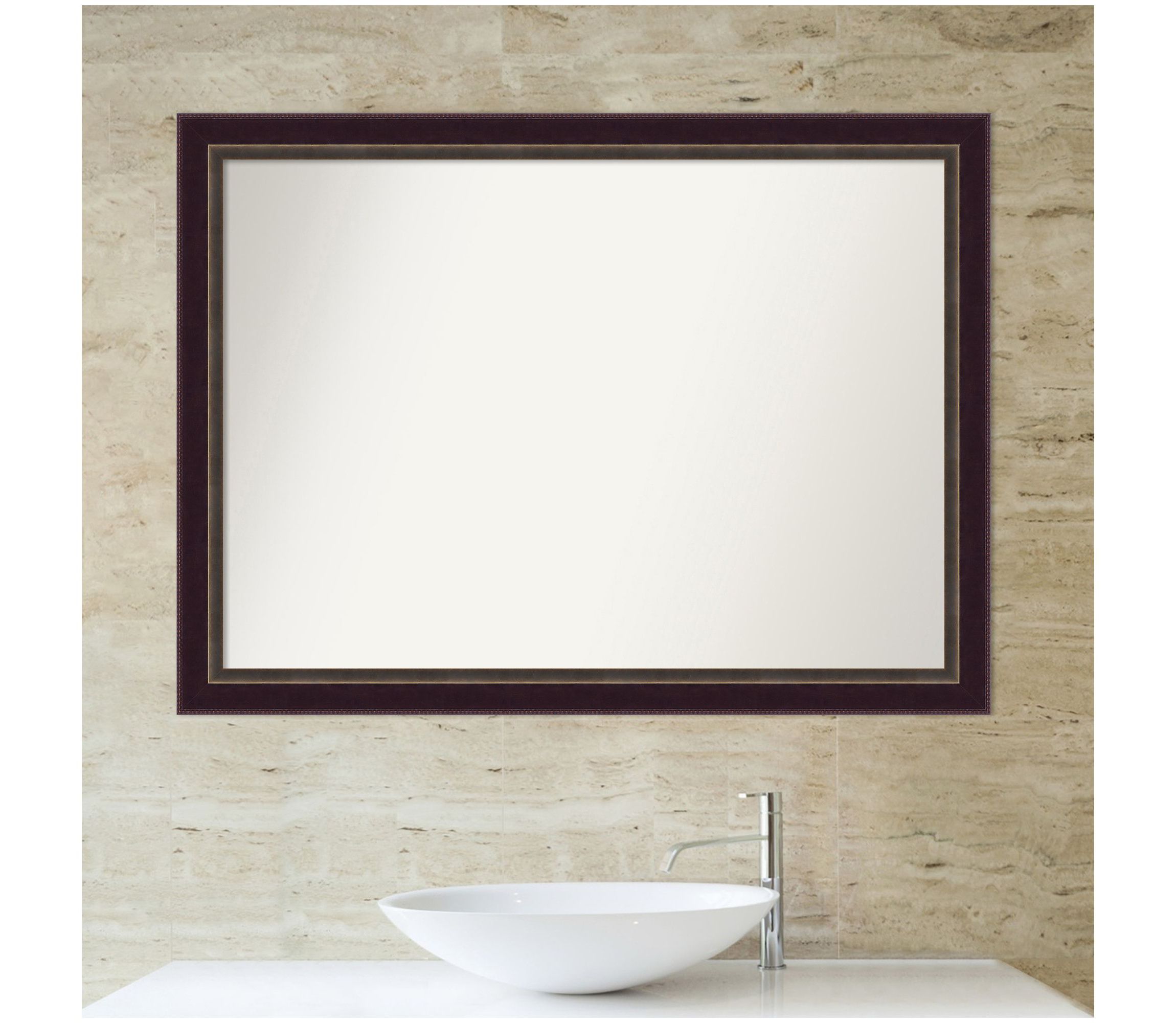 Signore Bronze Non-Beveled Wood Framed Bathroom Wall Mirror